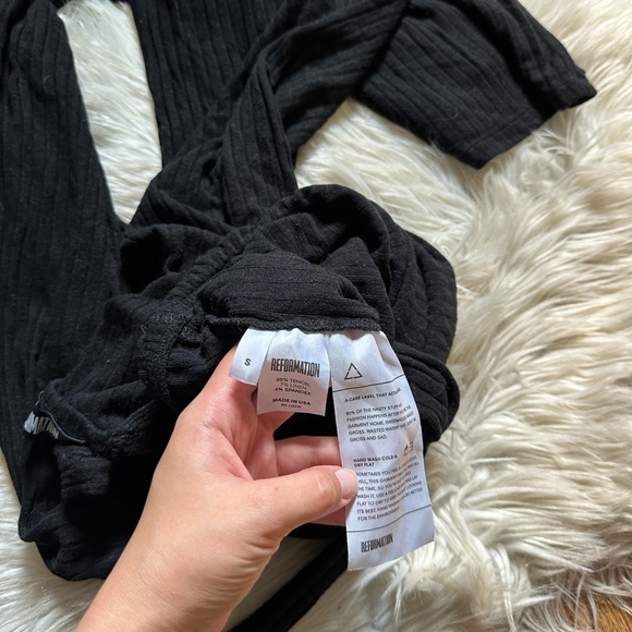 REFORMATION Adrian Ribbed Jumpsuit In Black - Picture 8 of 8